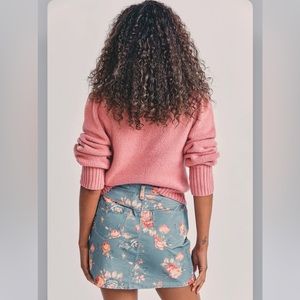 LoveShackFancy LSF Hollywood Floral Corduroy Mini Skirt Washed denim